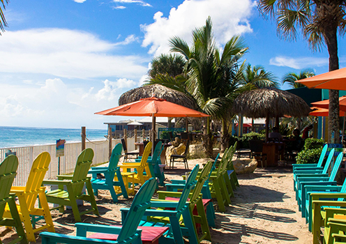 Wooden chairs on the beach