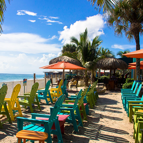 Wooden chairs on the beach