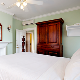 A bed in a room.