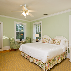 A bed in a room.