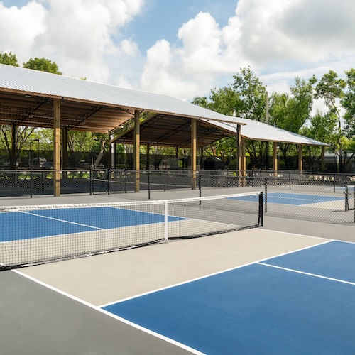 Covered and uncovered pickleball courts at our Key Largo hotel