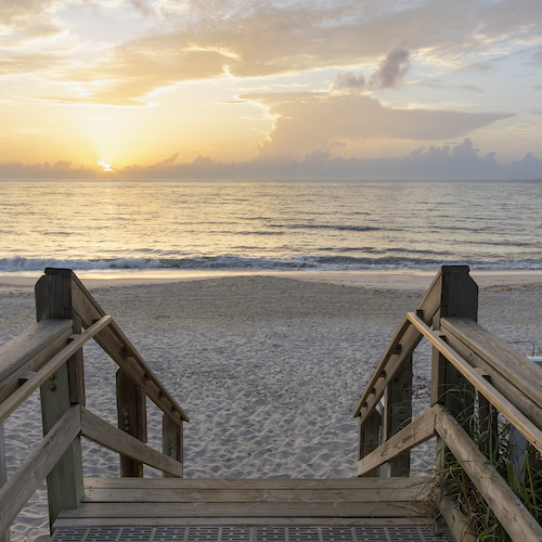 Ocean Breeze Inn Vero Beach stairs at sunrise
