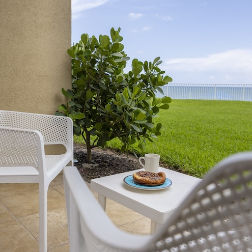 Ocean Breeze Inn Vero Coffee and Danish on Patio with ocean view